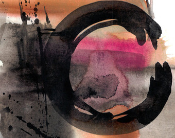340x270 Enso Painting Zen Circle Art Abstract Spiritual Giclee - Zen Water Painting