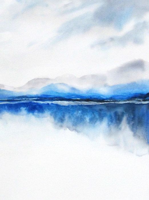 522x700 Landscape Painting, Watercolor Painting Print, Nature Print,modern - Zen Water Painting