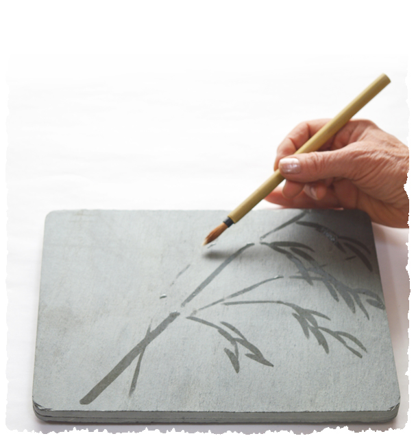 607x648 Natural Buddha Board Wishing Stone Water Painting Art - Zen Water Painting