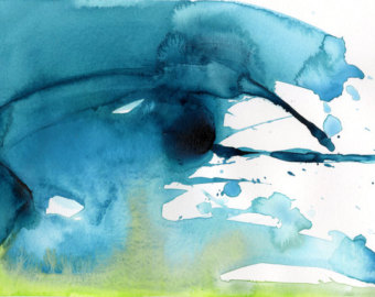 340x270 Abstract Blue Purple Zen Watercolor Painting Serene - Zen Water Painting