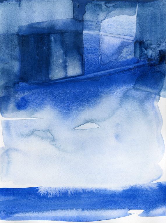 570x763 Abstract Indigo Blue Zen Watercolor Painting, Serene, Peaceful - Zen Water Painting