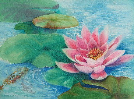 440x325 Daily Artwork By Carolyn Jean Thompson Progress On Zen Moment - Zen Water Painting