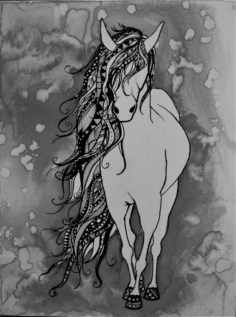 770x1034 Saatchi Art Zentangle Horse Painting By Mariel Christopher - Zentangle Painting