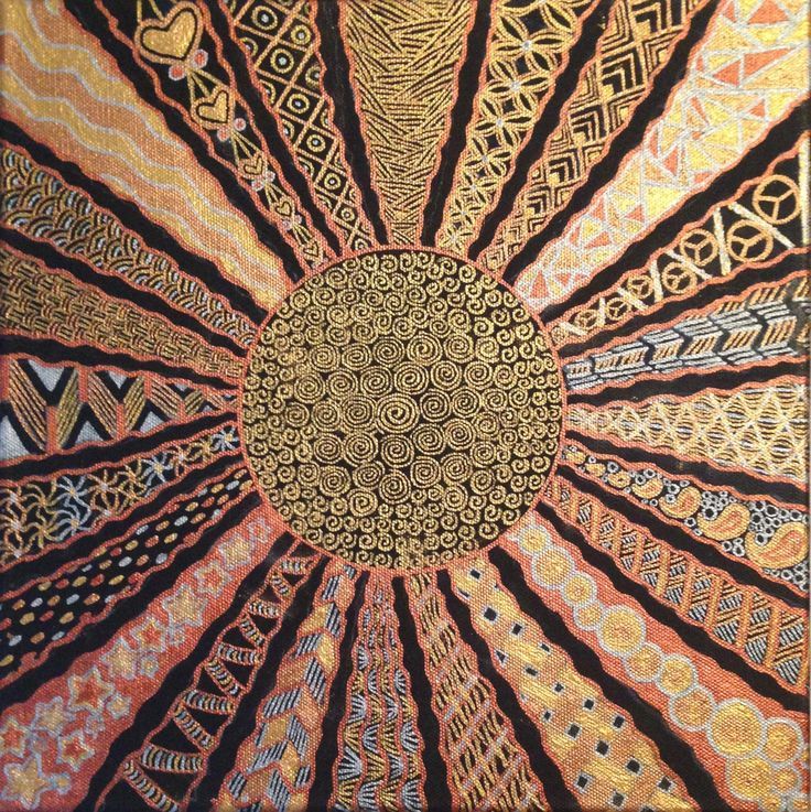 736x737 Zentangle Metallic Painted Sun Zentangle - Zentangle Painting