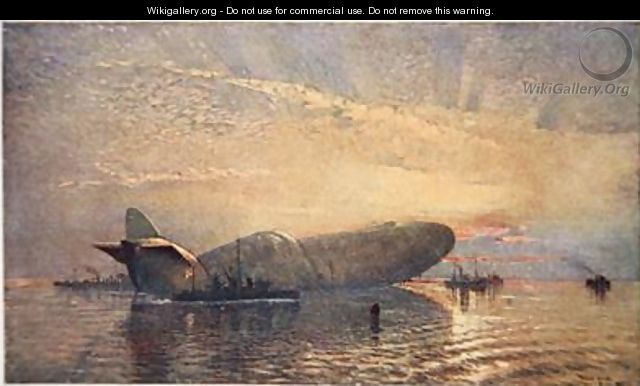 640x386 St George And The Dragon Zeppelin L15 In The Thames April 1916 - Zeppelin Painting