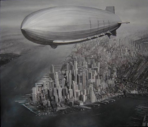 500x428 The Mighty Zeppelin, Michael A. Rosenfeld The Art Reserve - Zeppelin Painting