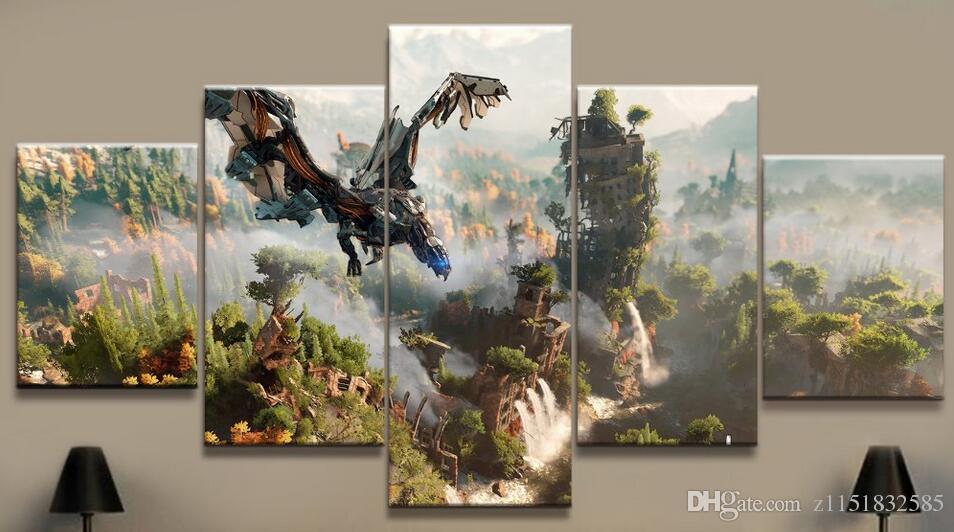954x532 2018 5 Panel Horizon Zero Dawn Game Canvas Printed Painting - Zero Painting