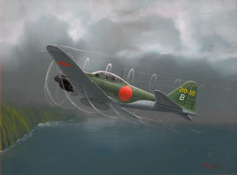 778x575 Original Painting On Patrol A6m Zero - Zero Painting