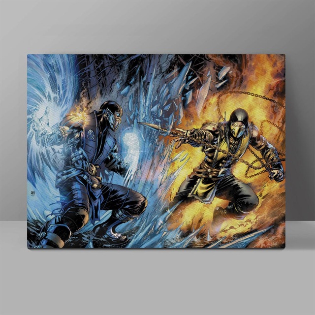 640x640 Scorpion Vs Sub Zero Wall Pictures Video Game Canvas Combat Game - Zero Painting