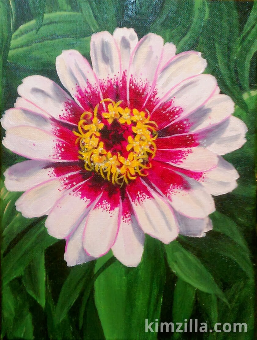 841x1112 Kimzilla October 2013 - Zinnia Flower Painting