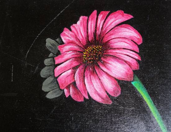 550x426 Artwork By Dr Kishor Batwe - Zinnia Flower Painting