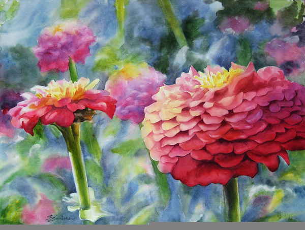600x453 Zinnia Flower Painting Free Images - Zinnia Flower Painting