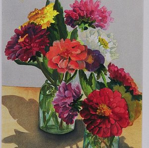 300x298 Zinnia Flower Paintings - Zinnia Flower Painting