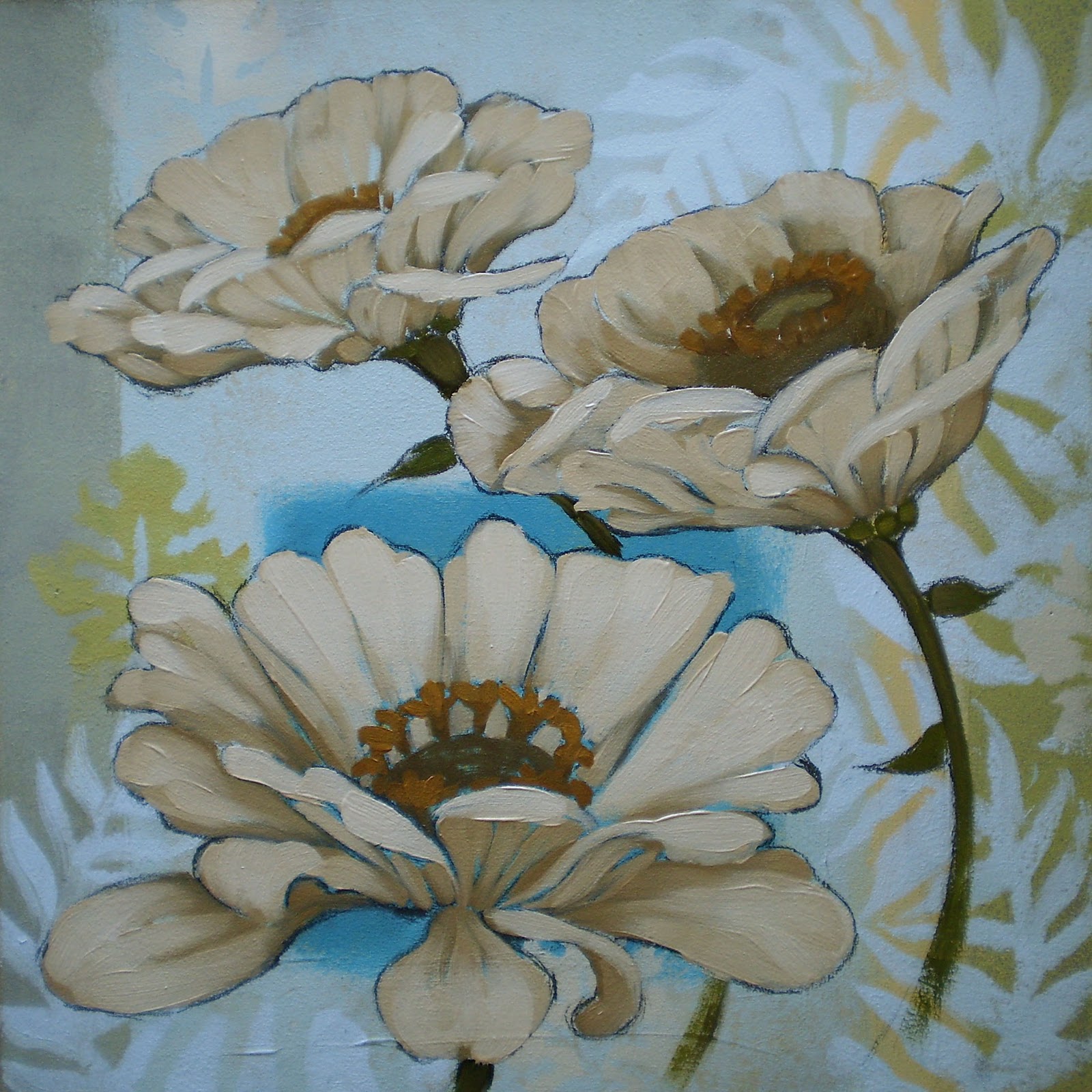 1600x1600 Diane Hoeptner Equal Parts Pair Of Zinnia Flower Painting - Zinnia Flower Painting