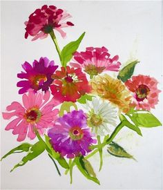 236x275 Fancy Pink Zinnia Watercolor Painting 5 By 7 By Sharonfosterart - Zinnia Flower Painting