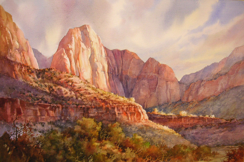 800x534 Roland Lee Travel Sketchbook New Painting Of Zion National Park - Zion National Park Painting