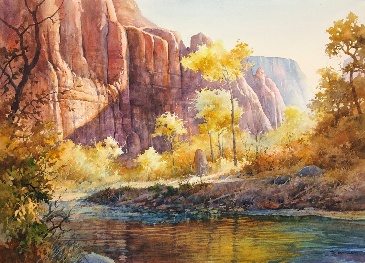 1200x866 Roland Lee Travel Sketchbook New Zion Painting Where The River Turns - Zion Painting