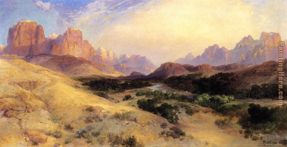 980x503 Thomas Moran Zion Valley, South Utah Painting Anysize 50% Off - Zion Painting