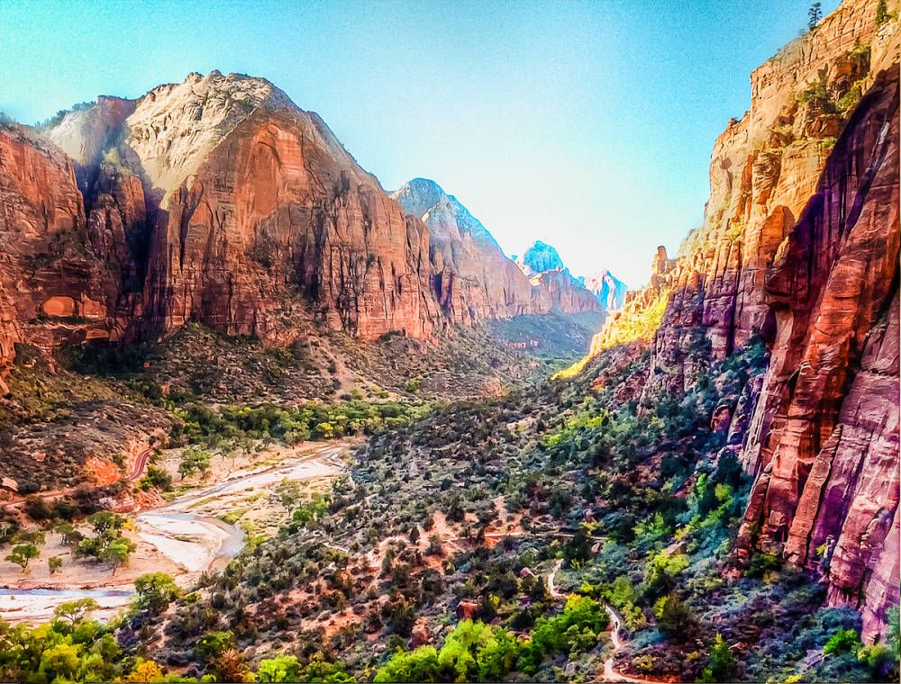 1000x760 Zion Canyon Angels Landing Oil Painted Hdr Zion - Zion Painting