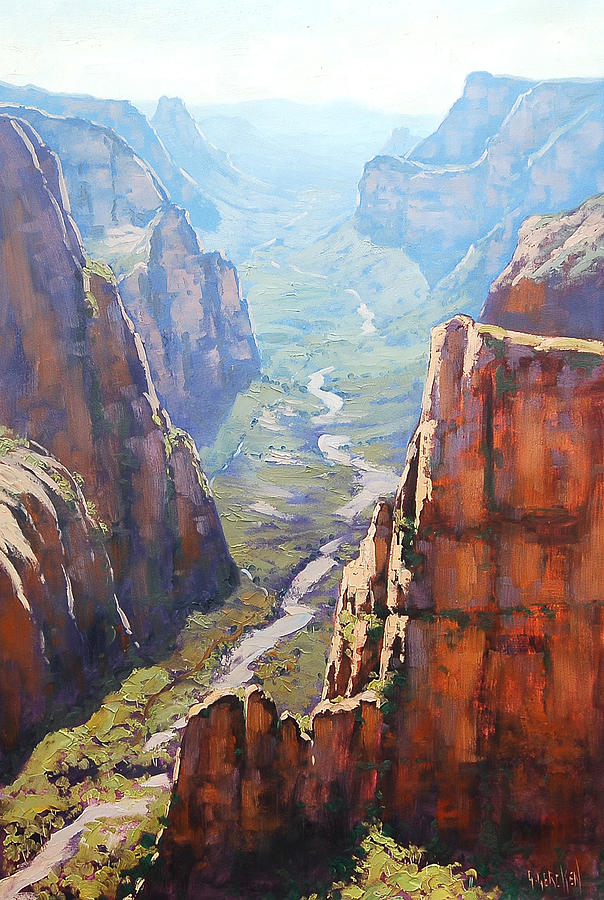 604x900 Zion Canyon Painting By Graham Gercken - Zion Painting