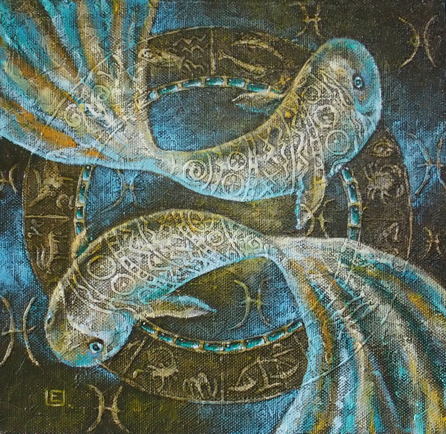 869x847 Eurika Urbonaviciute Paiunting Zodiac Fish Eurika Paintings - Zodiac Painting