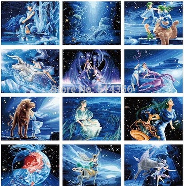 711x719 The Zodiac Diy Painting By Numbers Acrylic Drawing Art Set Canvas - Zodiac Painting