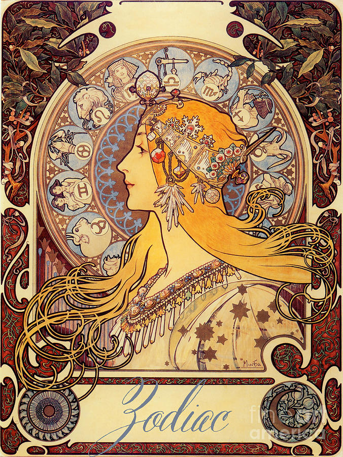676x900 Vintage Art Nouveau Zodiac Painting By Mindy Sommers - Zodiac Painting