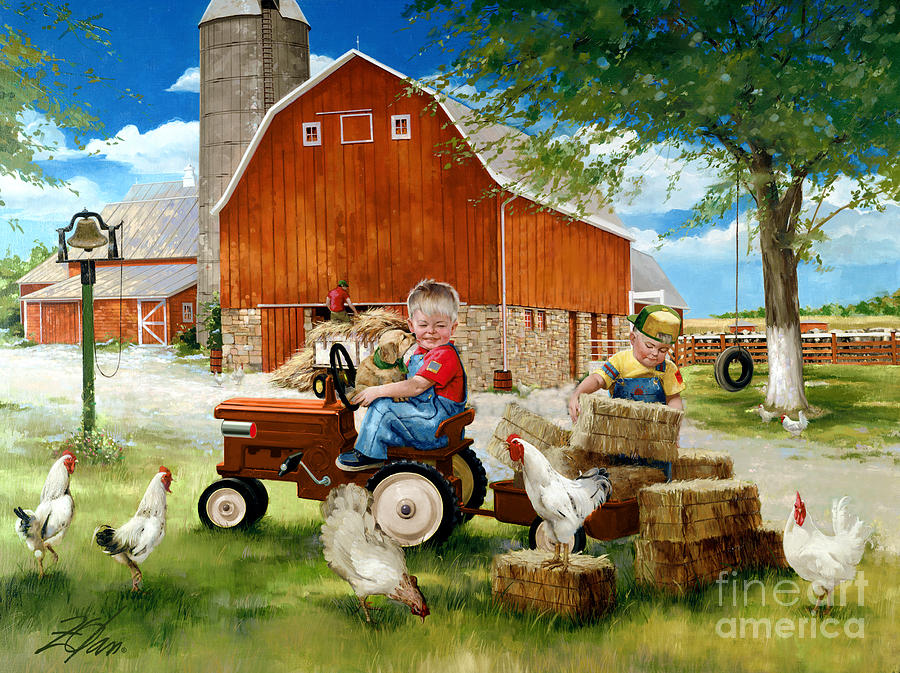 900x673 Growing Up Country Painting By Donald Zolan - Zolan Painting