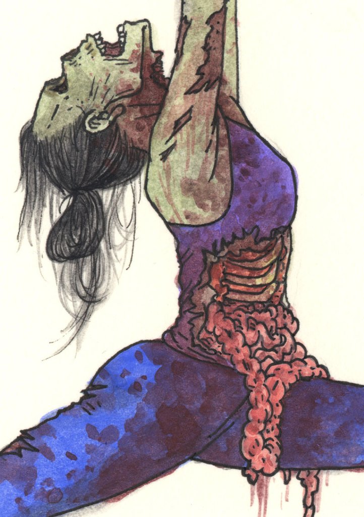 722x1024 Warrior 1 Yoga Zombie Original Painting Kozyndan - Zombie Painting