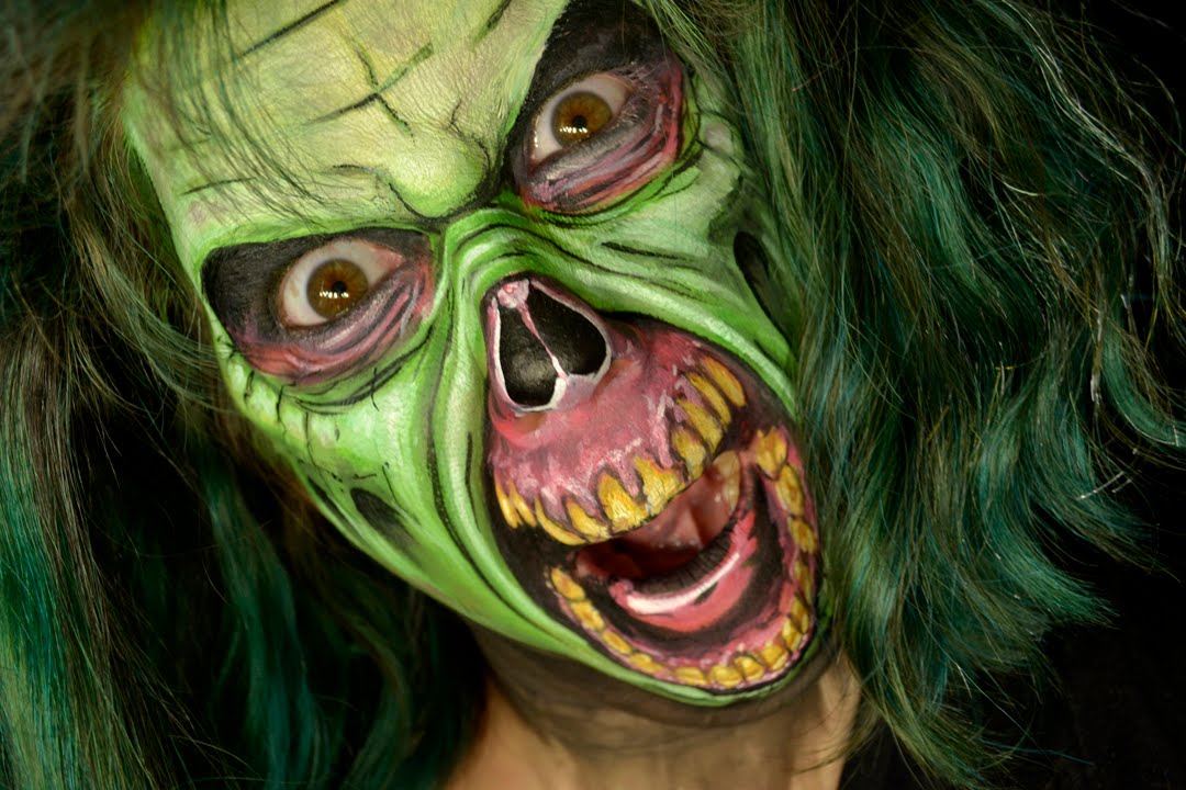 1080x720 Zombie Halloween Makeup Tutorial Advanced Make Up Face - Zombie Painting