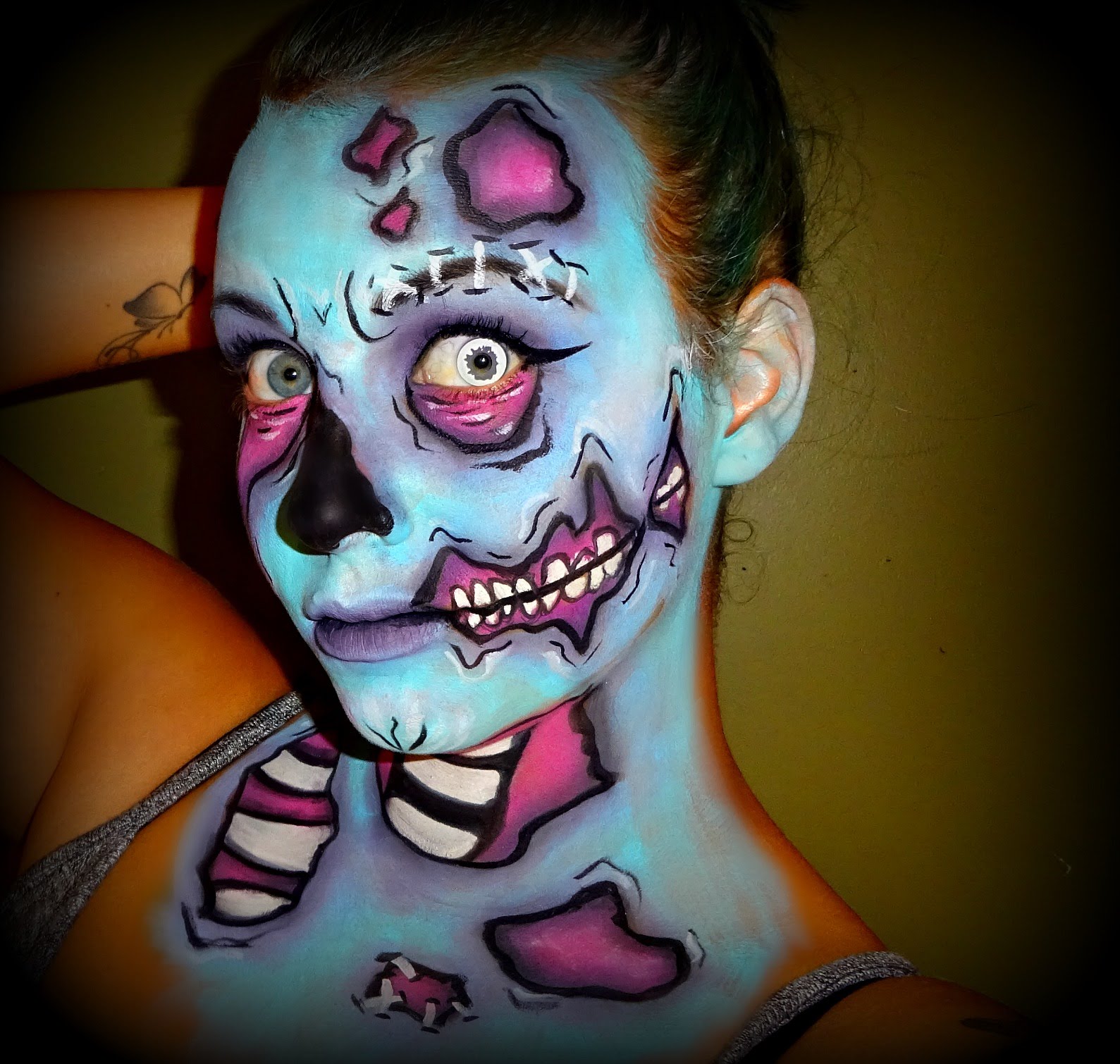 1589x1510 Halloween Series 2016 Pop Art Zombie Face Painting Tutorial - Zombie Painting