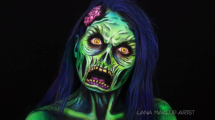 750x421 How To Create A Creepy Comic Book Zombie Face Painting Using Makeup - Zombie Painting