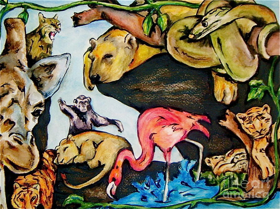 900x671 Zoo Painting By Dani Marie - Zoo Painting