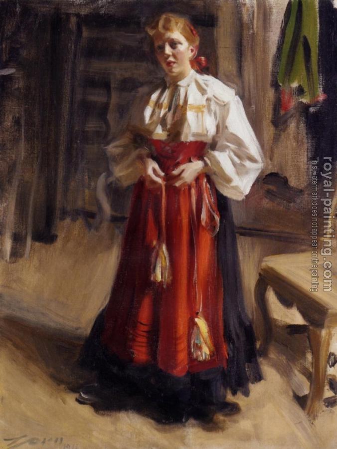 676x900 Girl In An Orsa Costume By Anders Zorn Oil Painting Reproduction - Zorn Painting