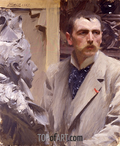 411x500 Self Portrait Anders Zorn Painting 16828 Topofart - Zorn Painting