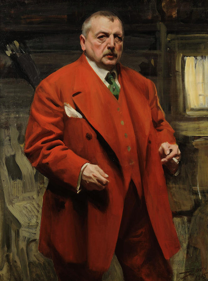 665x900 Self Portrait In Red Painting By Anders Zorn - Zorn Painting