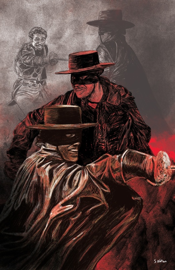 595x920 Zorro, An Art Print By Sam Watson - Zorro Painting