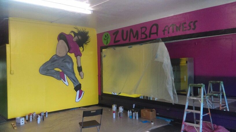 816x459 Spray Paint On Drywall Zumba Fitness Gym Los Angeles, Ca Spray - Zumba Painting