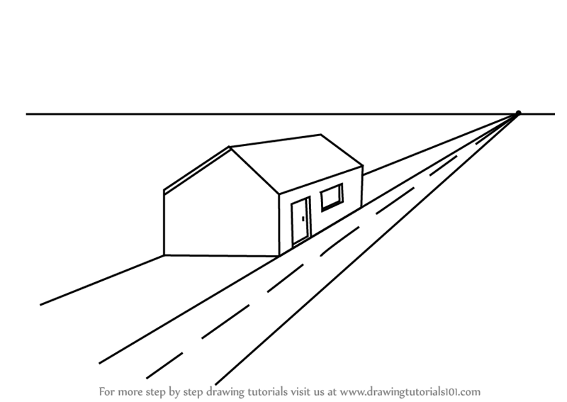 800x567 Learn How To Draw One Point Perspective House (One Point - 1 Point Perspective Sketch