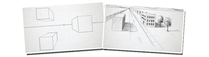800x220 One Point Perspective - 1 Point Perspective Sketch