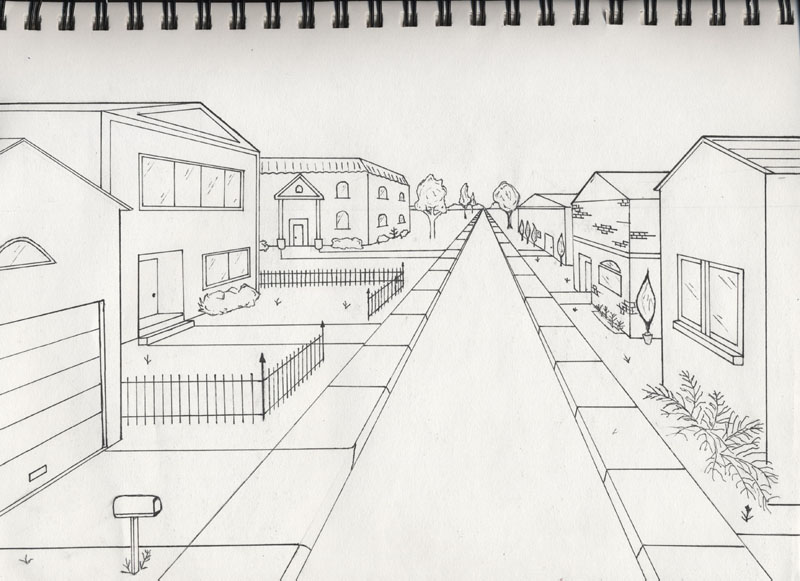 800x581 One Point Perspective Exterior By Timluv - 1 Point Perspective Sketch