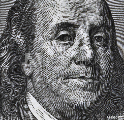500x484 Extreme Macro Of 100 Dollar Bill With Benjamin Franklin Portrait - 100 Dollar Bill Sketch