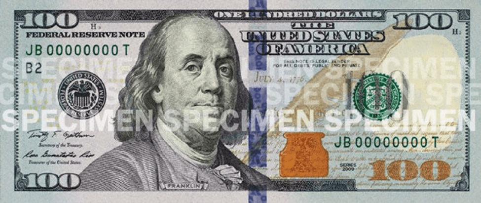 975x411 Federal Reserve Note Identifiers U.s. Currency Education Program - 100 Dollar Bill Sketch