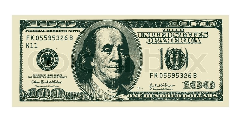 800x408 Vector 100 Dollar Bill On White Stock Vector Colourbox - 100 Dollar Bill Sketch