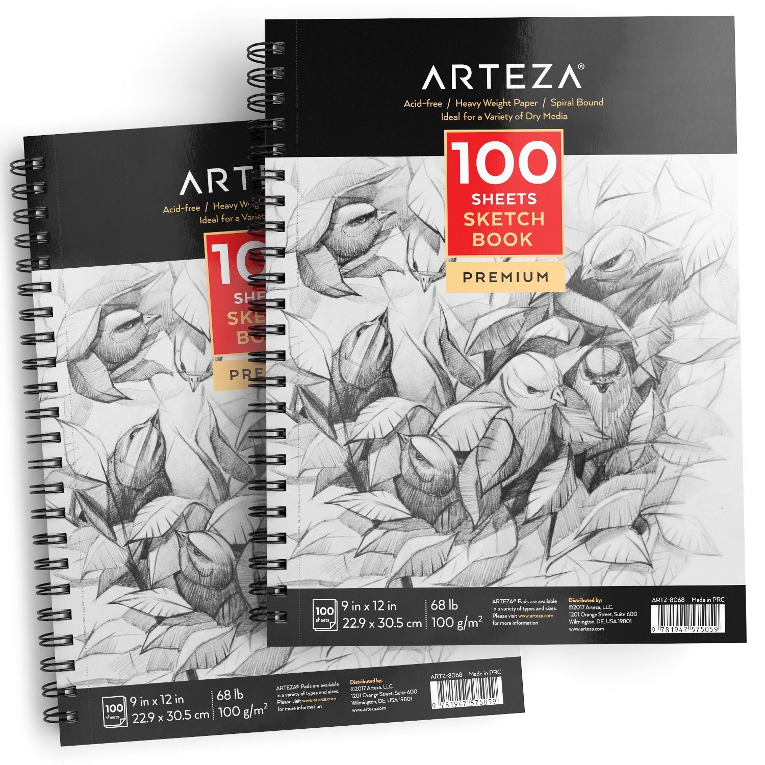 1500x1500 Arteza 9x12 Sketch Book (68lb100g, 100 Sheets, 2 Pack) - 100 Sketch