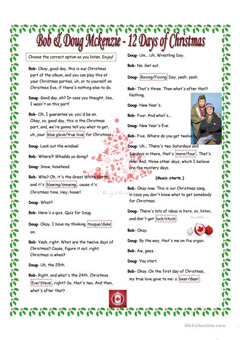 483x684 12 Days Of Christmas By Bob Amp Doug Mckenzie Worksheet - 12 Days Of Christmas Sketch