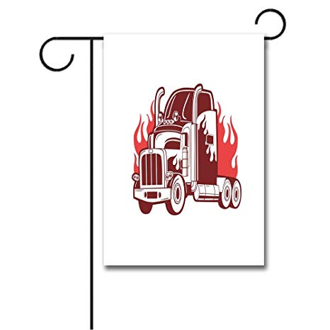 466x466 Wondertify Garden Flags Truck 18 Wheeler Silhouette - 18 Wheeler Sketch