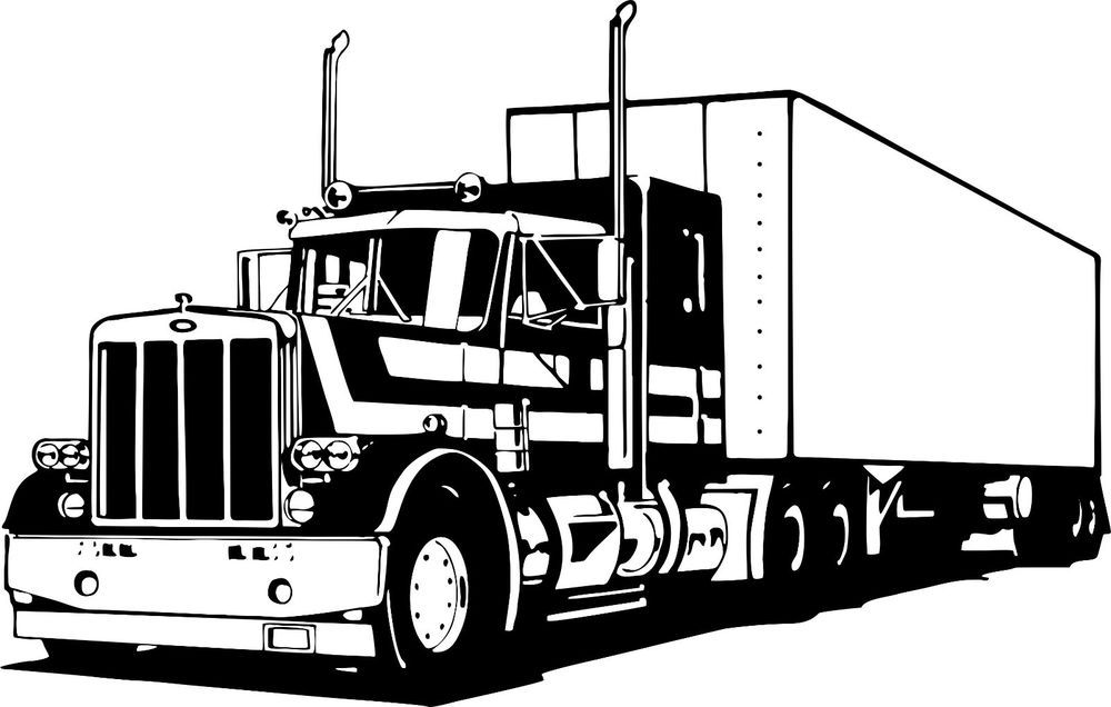 1000x636 18 Wheeler Semi Big Rig Trailer Car Truck Driver Window Vinyl - 18 Wheeler Sketch