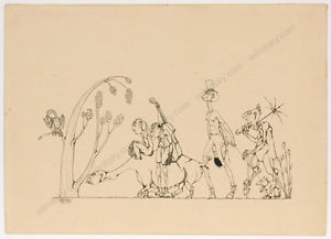 300x217 Helmuth Stockmann Fantasy Figures, Ink Drawing, 1911 Ebay - 1911 Sketch