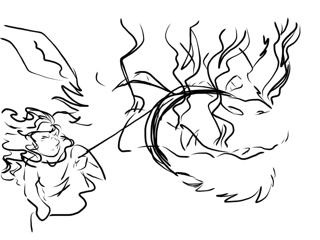 1024x768 Good Vs Evil Fight Sketch (Girls) - 2 Girls Sketch